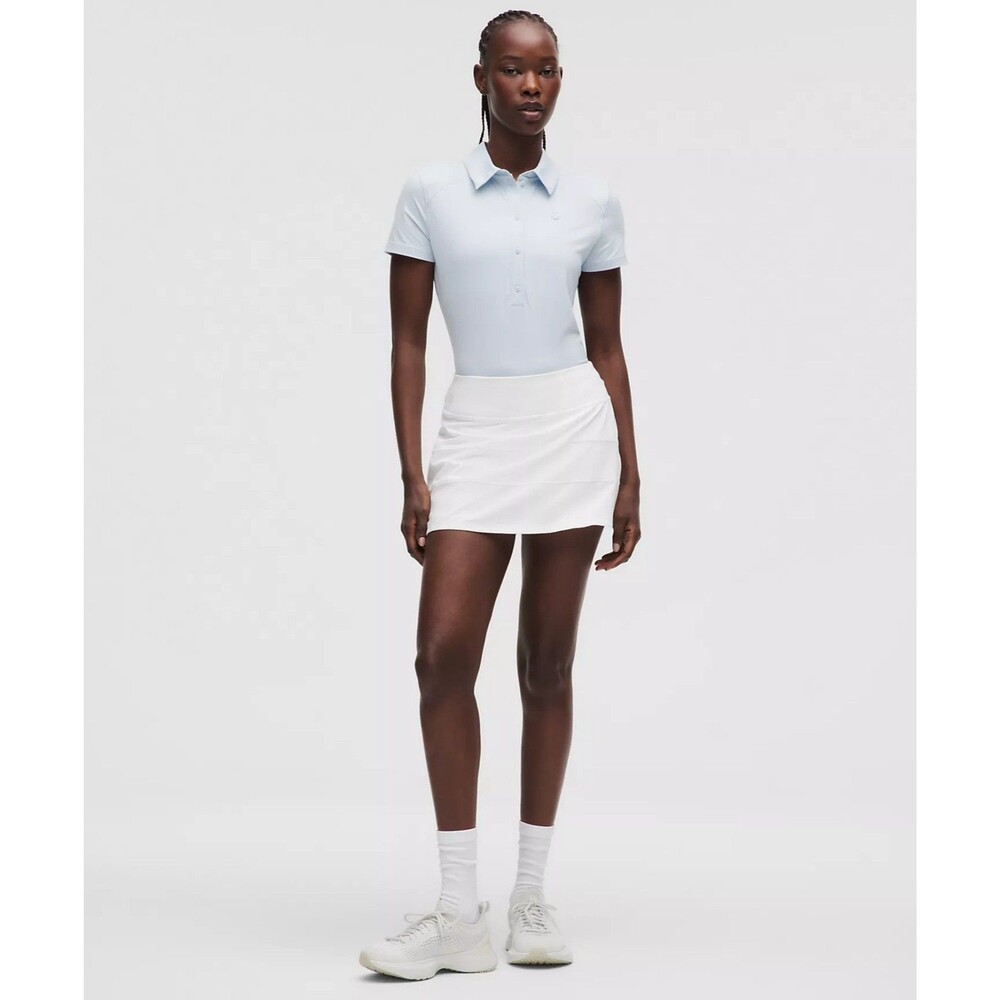 Lululemon Pace Rival Lined Mid Rise Tennis Skirt Skort 12 WHITE Tiered Ruffle